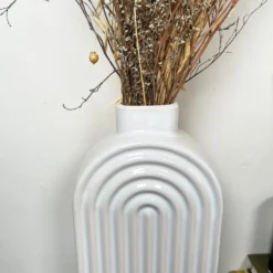 Darthome Limited White Ribbed Oval Vase -Darthome Limited IMG E7048