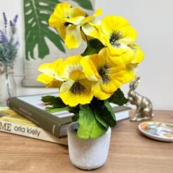 Darthome Limited Artificial Yellow Pansy In Pot