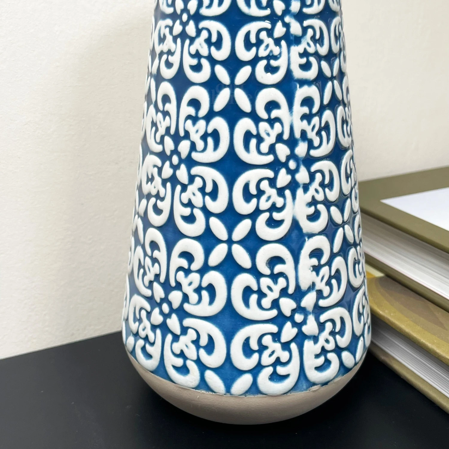 Darthome Limited Blue Embossed Oval Serenity Vase 4 Darthome Limited Blue Embossed Oval Serenity Vase - Image 4