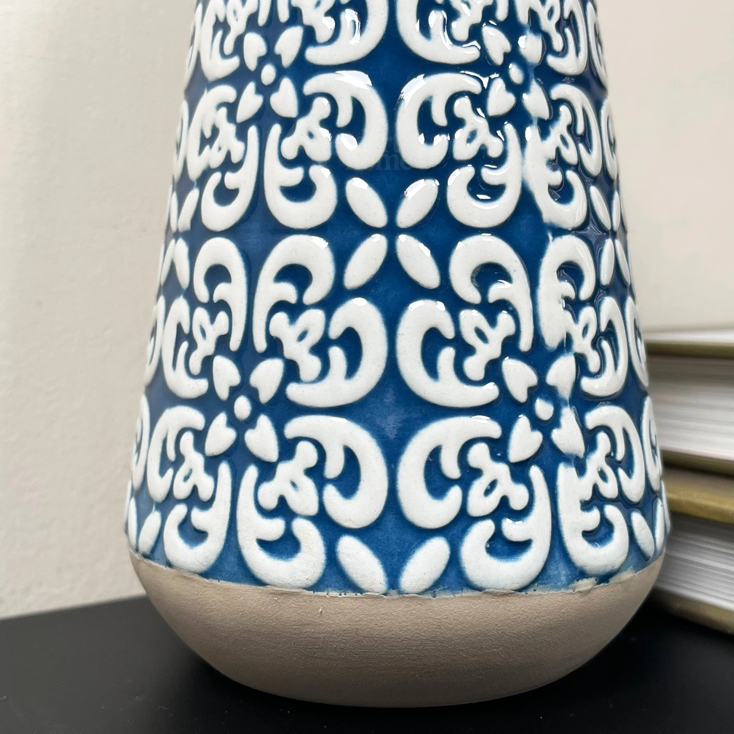 Darthome Limited Blue Embossed Oval Serenity Vase 5 Darthome Limited Blue Embossed Oval Serenity Vase - Image 5