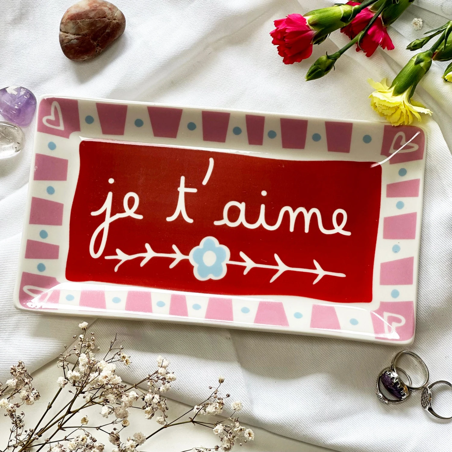 Darthome Limited Stoneware Red Je T'aime Trinket Dish 1 Darthome Limited Stoneware Red Je T'aime Trinket Dish
