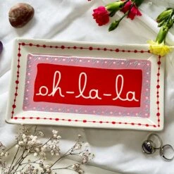 Darthome Limited Stoneware Red Oh La La Trinket Dish