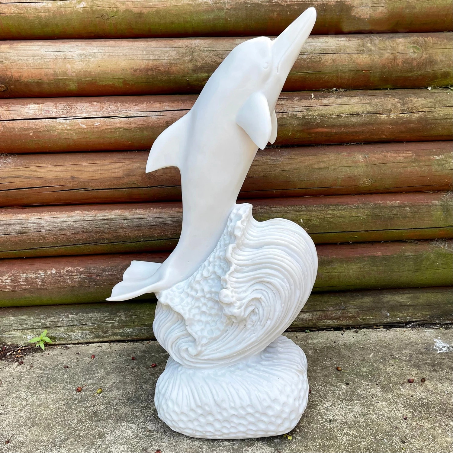 Darthome Limited White Dolphin Garden Ornament - Marble Resin 1 Darthome Limited White Dolphin Garden Ornament - Marble Resin