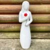 Darthome Limited Woman With Red Rose Garden Ornament - White Marble Resin