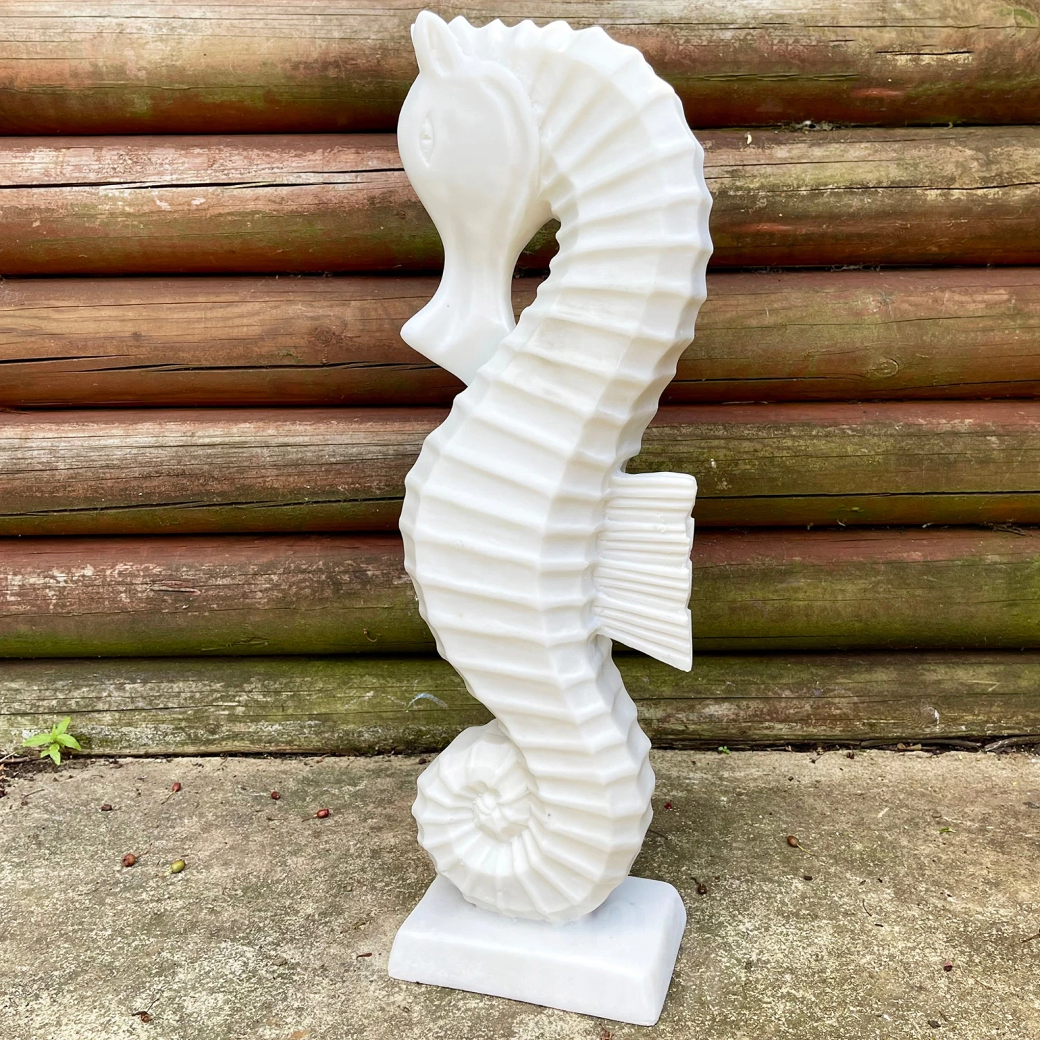 Darthome Limited White Seahorse Garden Ornament - Marble Resin 1 Darthome Limited White Seahorse Garden Ornament - Marble Resin