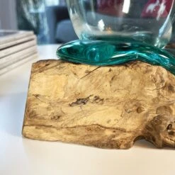 Darthome Limited 33cm Molten Glass Vase On Driftwood Stand -Darthome Limited IMG E7328