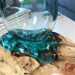 Darthome Limited 33cm Molten Glass Vase On Driftwood Stand -Darthome Limited IMG E7329