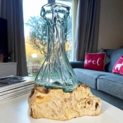 Darthome Limited 35cm Crinkle Molten Glass Vase On Driftwood Stand