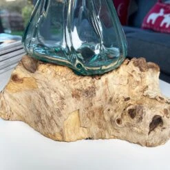Darthome Limited 35cm Crinkle Molten Glass Vase On Driftwood Stand -Darthome Limited IMG E7372