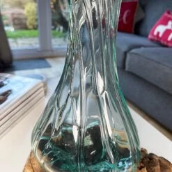 Darthome Limited 35cm Crinkle Molten Glass Vase On Driftwood Stand -Darthome Limited IMG E7375