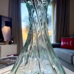 Darthome Limited 35cm Crinkle Molten Glass Vase On Driftwood Stand -Darthome Limited IMG E7379