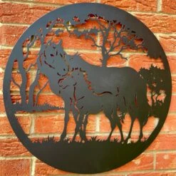 Darthome Limited Horse And Foal Silhouette Metal Wall Art 60cm