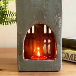 Darthome Limited Tall Ceramic Grey House Tea Light Holder 16 Darthome Limited Tall Ceramic Grey House Tea Light Holder -Darthome Limited IMG E7643