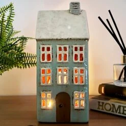 Darthome Limited 14 Darthome Limited Tall Blue House Tea Light Holder