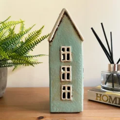 Darthome Limited Tall Blue House Tea Light Holder -Darthome Limited IMG E7739 scaled