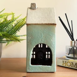 Darthome Limited Tall Blue House Tea Light Holder -Darthome Limited IMG E7745 scaled