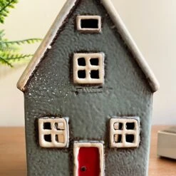 Darthome Limited Ceramic Grey Cottage House Tealight Holder -Darthome Limited IMG E7759
