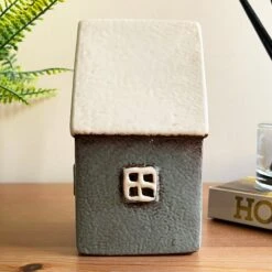 Darthome Limited Ceramic Grey Cottage House Tealight Holder -Darthome Limited IMG E7764