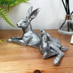 Darthome Limited Silver March Hare & Baby Ornament