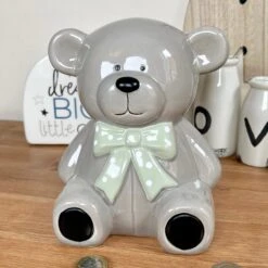 Darthome Limited Ceramic Teddy Bear Moneybox - Dark Grey -Darthome Limited IMG E7884 editedBU