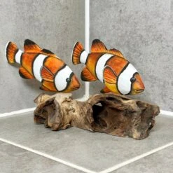 Darthome Limited Clownfish On Driftwood Coral Sculpture