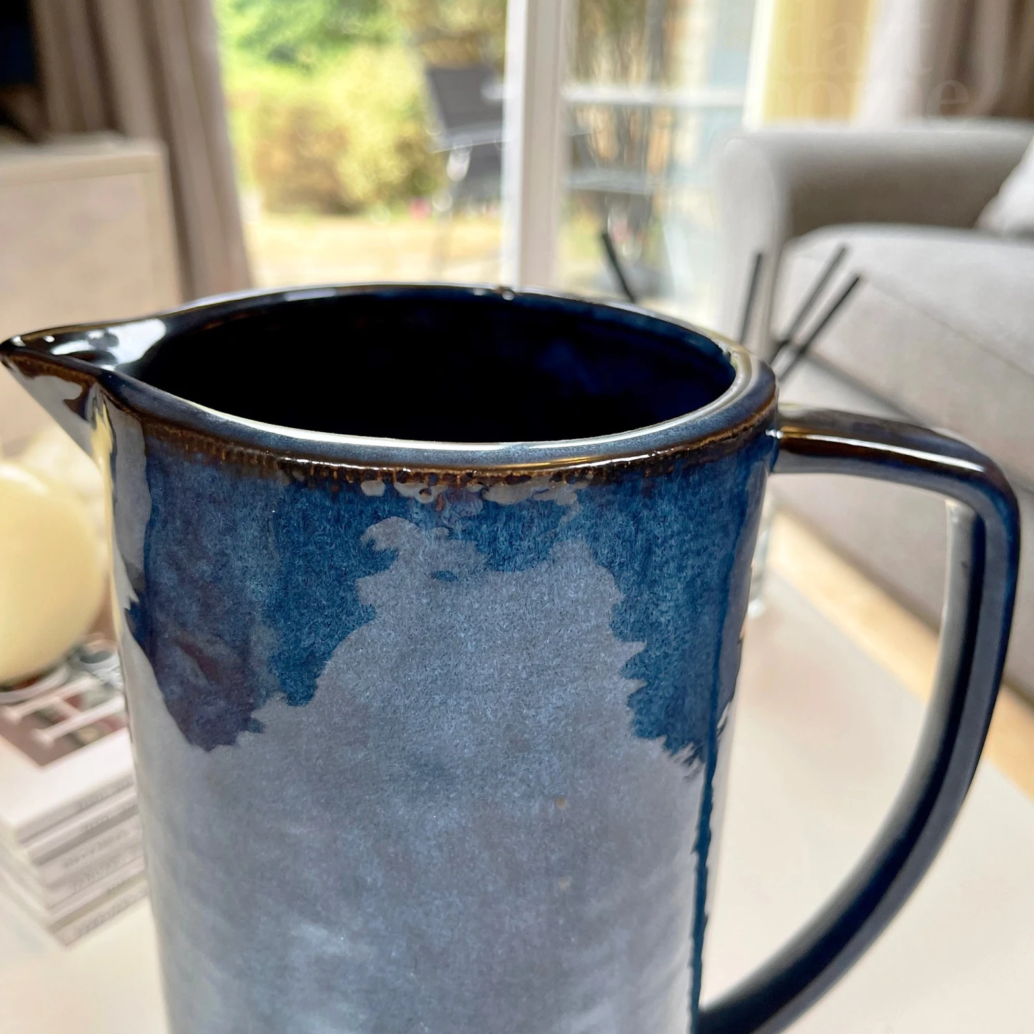 Darthome Limited Stoneware Blue Flower Jug Vase 2 Darthome Limited Stoneware Blue Flower Jug Vase - Image 2