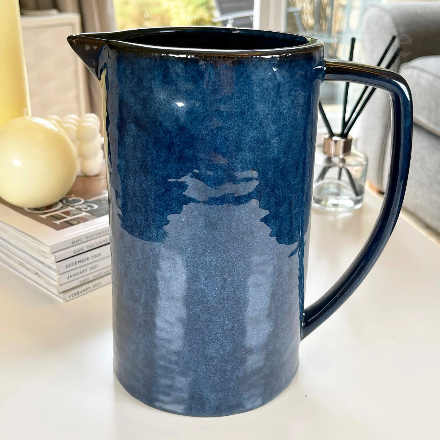 Darthome Limited Stoneware Blue Flower Jug Vase 1 Darthome Limited Stoneware Blue Flower Jug Vase