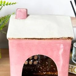 Darthome Limited Ceramic Pink Modern House Candle Lantern -Darthome Limited IMG E8219