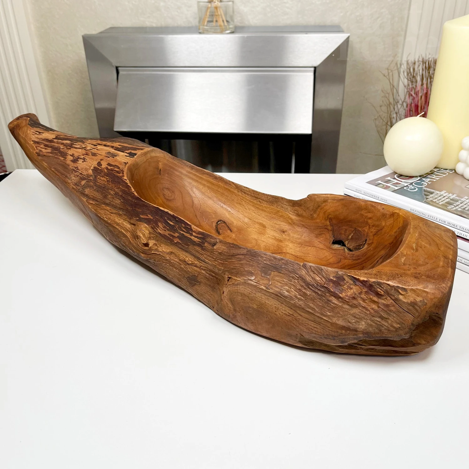 Darthome Limited Teak Root Wood Oval Log Bowl 49cm 1 Darthome Limited Teak Root Wood Oval Log Bowl 49cm