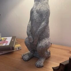 Darthome Limited Silver Meerkat Table Lamp With Blue Velvet Drum Shade -Darthome Limited IMG E8777 editedAJ
