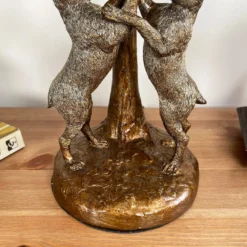 Darthome Limited Gold Marching Hares Lamp With Green Velvet Shade -Darthome Limited IMG E8806 editedAZ