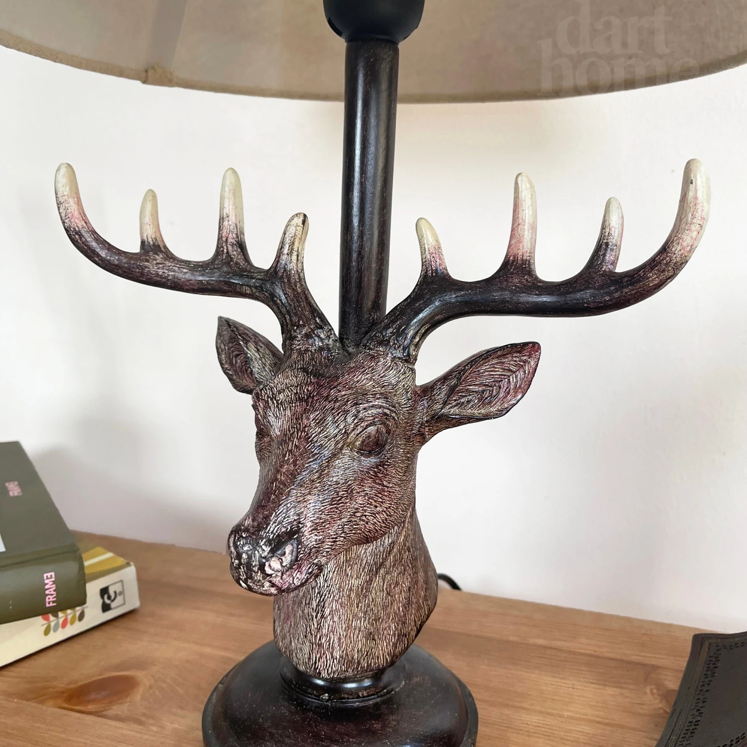 Darthome Limited Stags Head Table Lamp With White Linen Shade 4 Darthome Limited Stags Head Table Lamp With White Linen Shade - Image 4