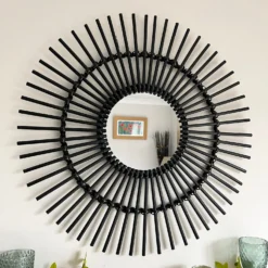 Darthome Limited Black Rattan Mirror 80cm