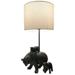 Darthome Limited Black Bear Family Lamp With White Drum Shade -Darthome Limited IMG E9073copy1