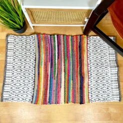 Darthome Limited Rainbow Cotton Rag Rug W/ Tassels 90cm