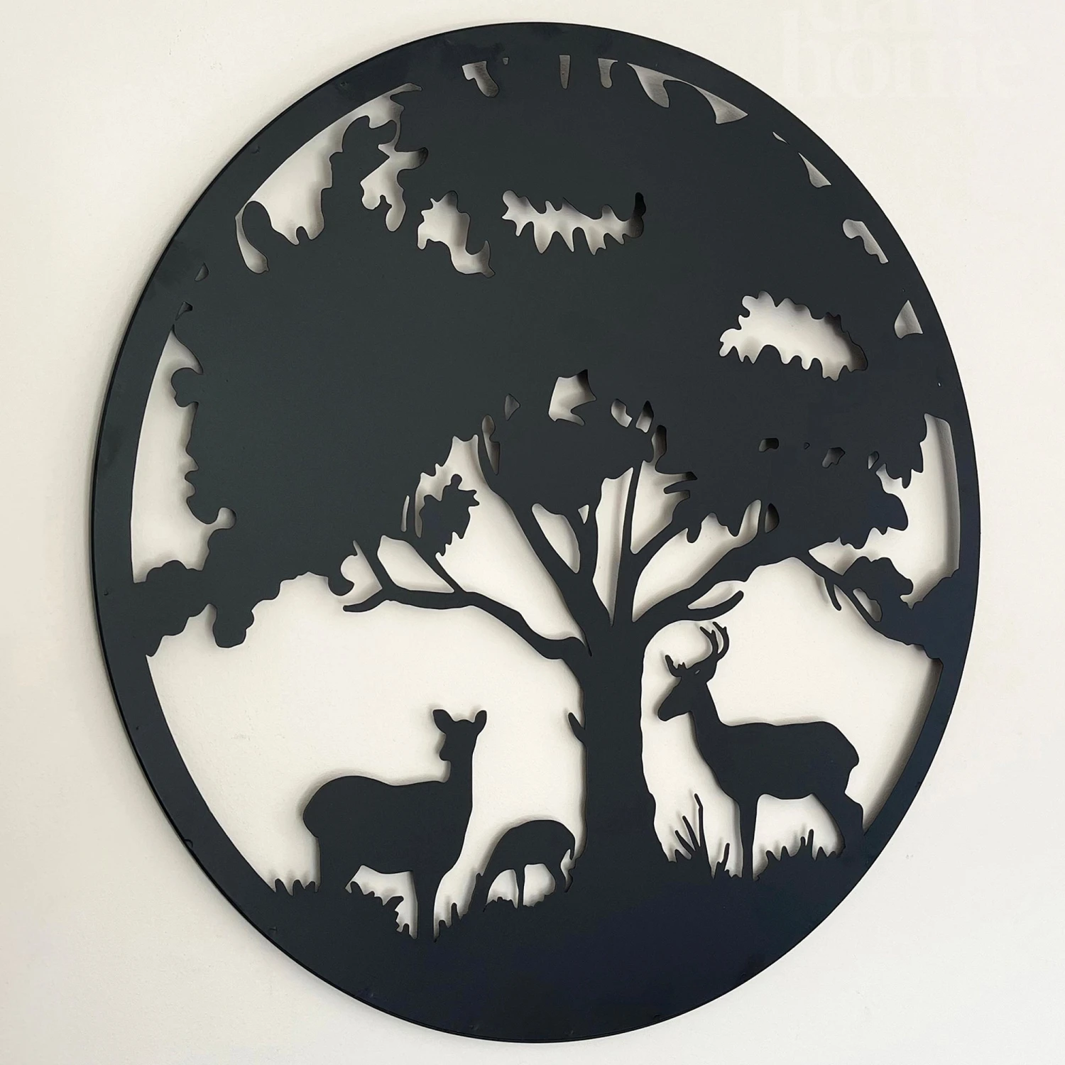 Darthome Limited Black Metal Round Tree Deer Silhouette Wall Art 2 Darthome Limited Black Metal Round Tree Deer Silhouette Wall Art - Image 2