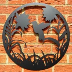 Darthome Limited Black Floral Hummingbird Silhouette Wall Art