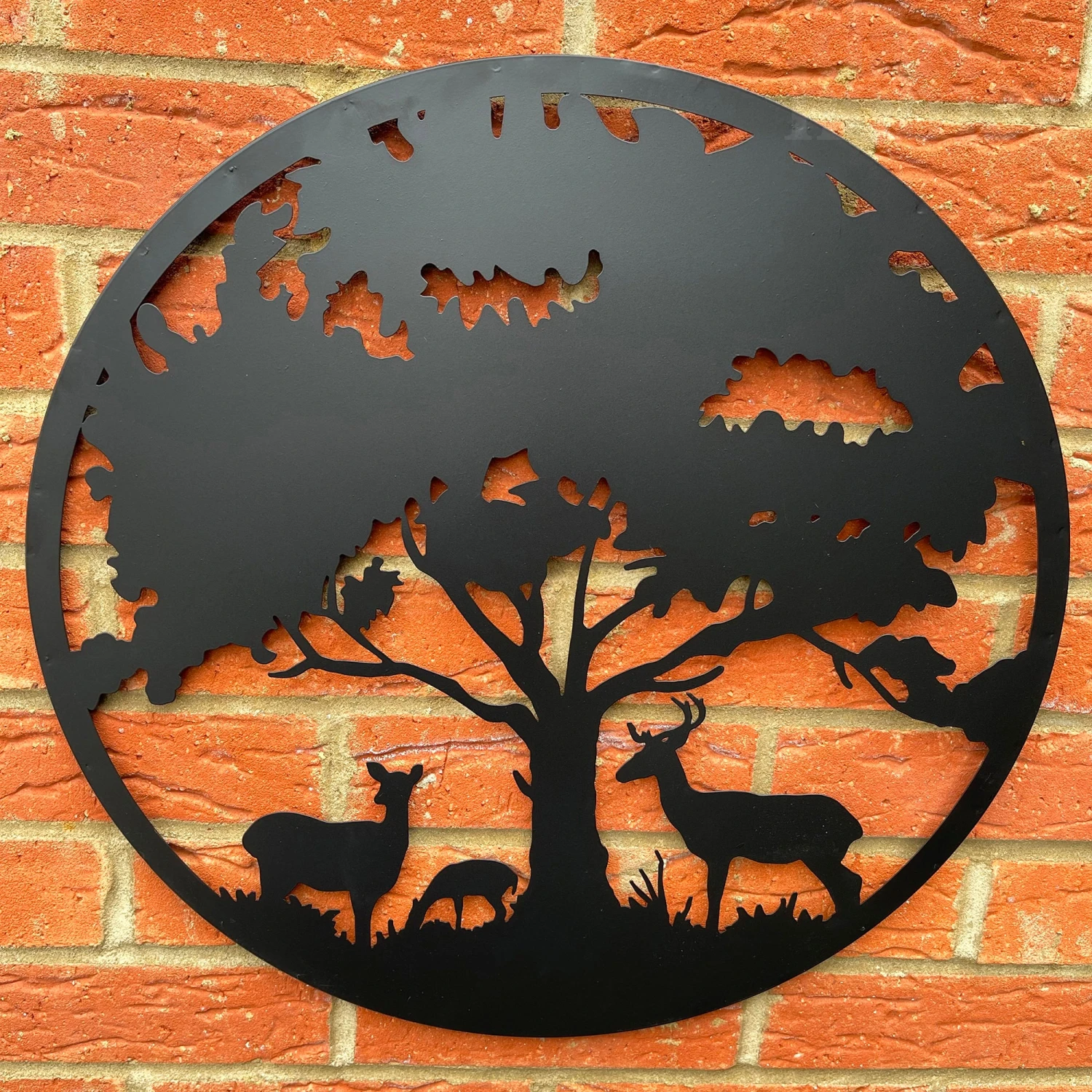 Darthome Limited Black Metal Round Tree Deer Silhouette Wall Art 1 Darthome Limited Black Metal Round Tree Deer Silhouette Wall Art