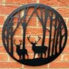Darthome Limited Black Stags In Forest Silhouette Wall Art