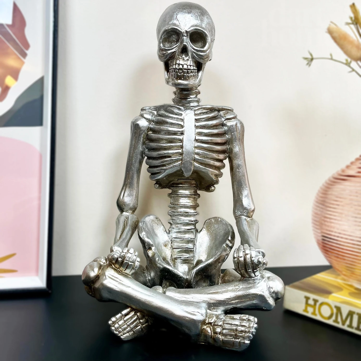 Darthome Limited Chrome Silver Meditating Skeleton Ornament 1 Darthome Limited Chrome Silver Meditating Skeleton Ornament