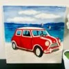 Darthome Limited Red Car On Beach Ceramic Tile Wall Art