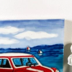 Darthome Limited Red Car On Beach Ceramic Tile Wall Art -Darthome Limited IMG E9883