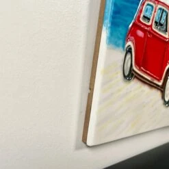 Darthome Limited Red Car On Beach Ceramic Tile Wall Art -Darthome Limited IMG E9885