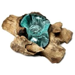 Darthome Limited Molten Tea Light Holder On Teak Root Stand -Darthome Limited IMG E9994copy