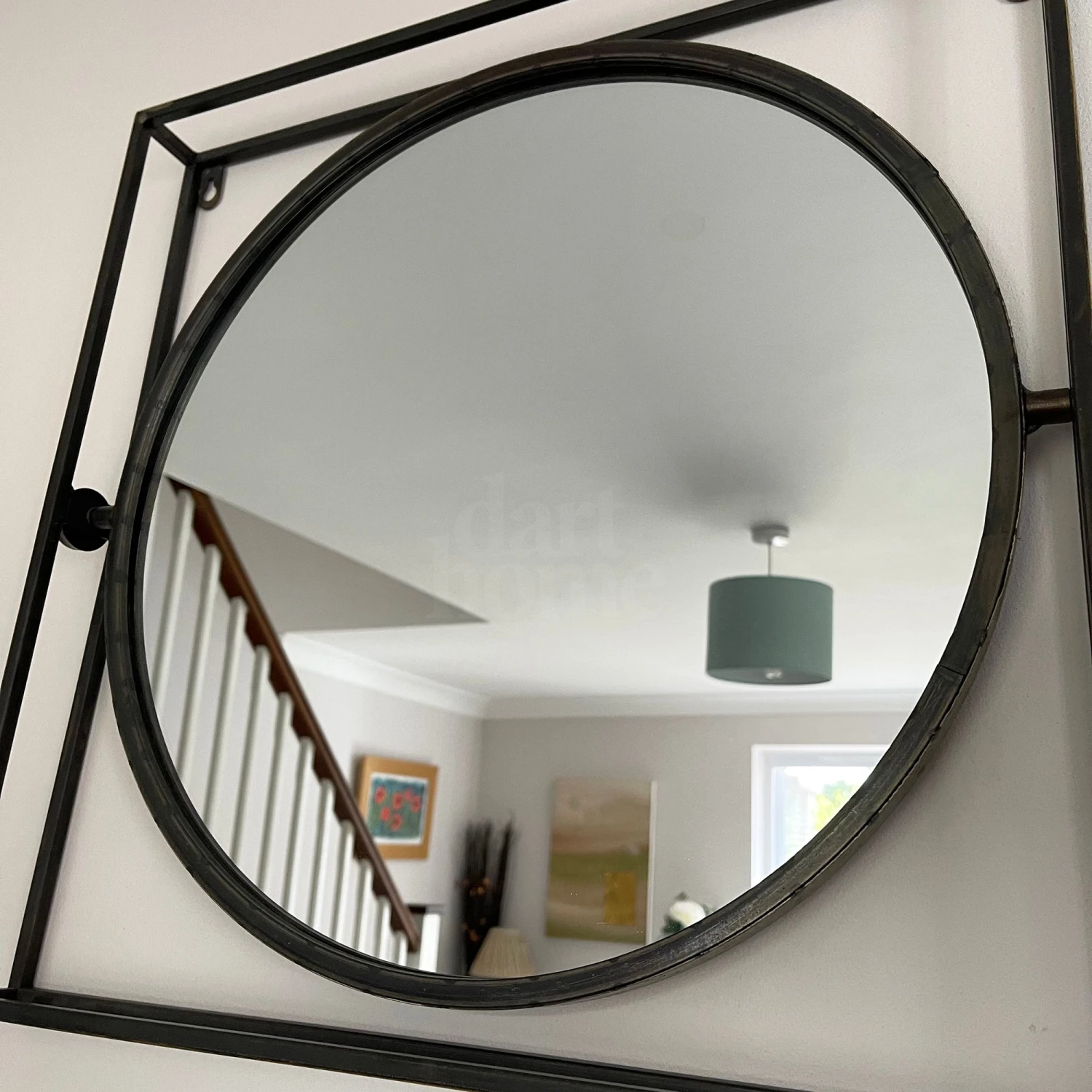 Darthome Limited Industrial Round Mirror In Square Frame 2 Darthome Limited Industrial Round Mirror In Square Frame - Image 2