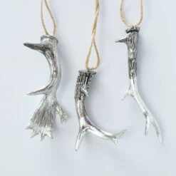 Darthome Limited 3x Silver Resin Stag Antlers Home Decorative Pendants 12cm